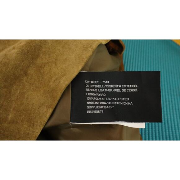 Vintage 90s Y2K St Johns Bay Tan Suede Leather Jacket Womens Petite Medium Chore - Picture 7 of 8